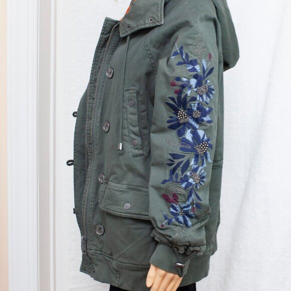 Free People Embroidered Green Jacket XS - Picture 5 of 9